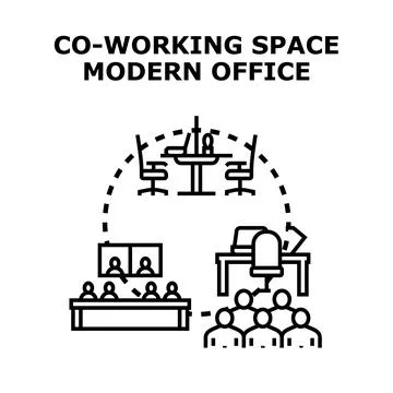 Co working office space with business team meeting Stock Illustration