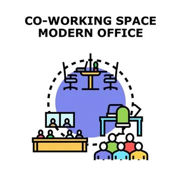 Co working office space with business team meeting 스톡 일러스트