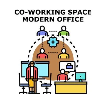 Co working office space modern business collaboration Stock Illustration