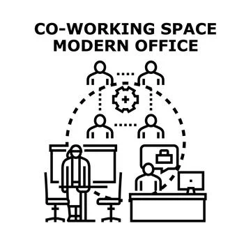 Co working office space modern business collaboration Stock Illustration