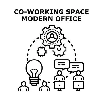 Co working office space team collaborating on ideas Stock Illustration