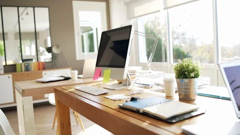 Co-working offices and computers Stock Footage 121456482