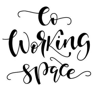 Co working space, black text isolated on white background. Stock Illustration