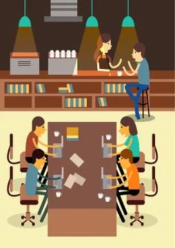 Co-working Space. Creativity communication. Free Stock Illustration