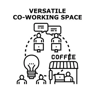 Co working space offering team collaboration and creative idea generation Stock Illustration