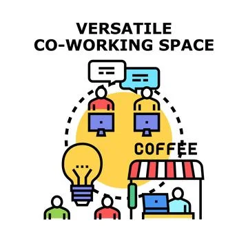 Co working space offering team collaboration and creative idea generation Stock Illustration