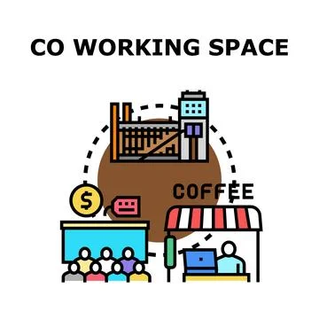 Co working space services concept illustration vector Stock Illustration
