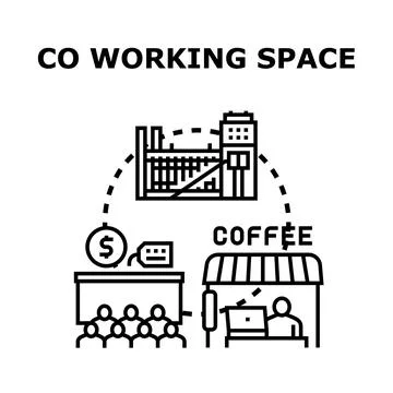Co working space services concept illustration vector Stock Illustration