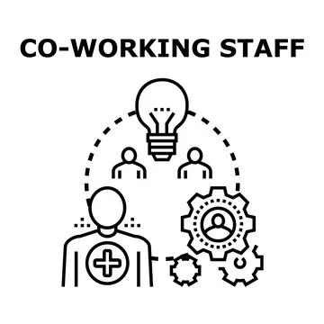 Co working staff collaborating on business idea and process Stock Illustration