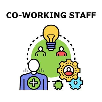 Co working staff collaborating on business idea and process Stock Illustration