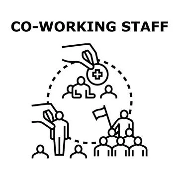 Co working staff combining efforts building team Stock Illustration