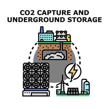 Co2 capture and underground storage system concept Stock Illustration