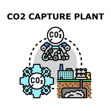 Co2 capture plant environmental technology reducing emissions Stock Illustration