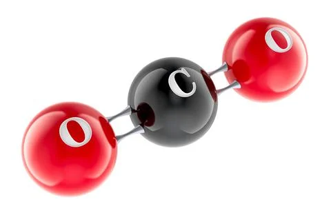 CO2 Carbon Dioxide Molecule, 3D rendering Stock Illustration