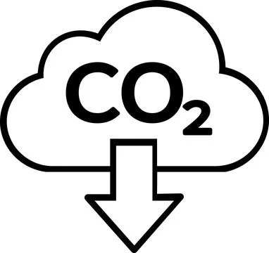 CO2 carbon dioxide reduction cloud down arrow Stock Illustration