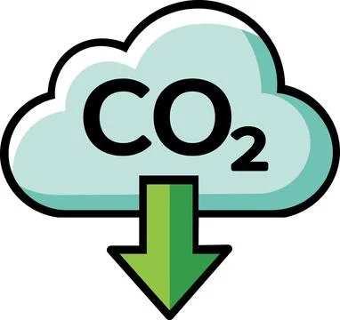 CO2 carbon emission reduction cloud icon with arrow Ilustración de archivo