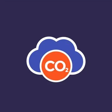 Co2, carbon emissions cloud, vector flat icon イラスト素材