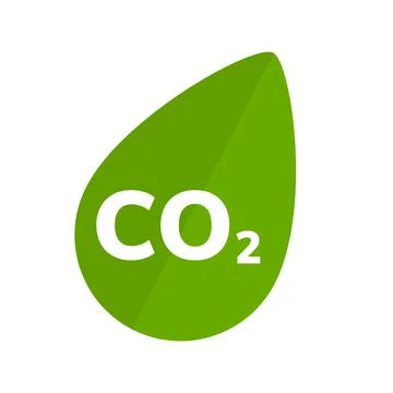 CO2 carbon neutral leaf logo green icon. Vector CO2 emission flat leaf plant Stock Illustration