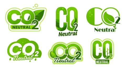 Co2 carbon neutral vector icons, zero dioxide Stock Illustration