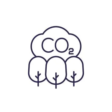 Co2, carbon offset line icon Stock Illustration