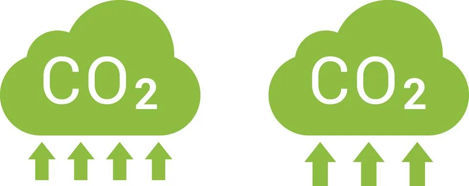 CO2 Cloud Emission and Absorption Icons Set, Reducing CO2 emissions vector icon Stock Illustration