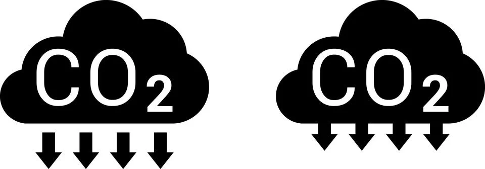 CO2 Cloud Emission and Absorption Icons Set, Reducing CO2 emissions vector icon Stock Illustration