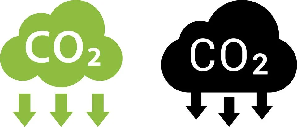 CO2 Cloud Emission and Absorption Icons Set, Reducing CO2 emissions vector icon Stock Illustration