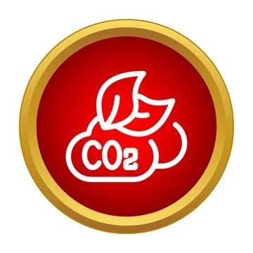 Co2 cloud with green leaves icon symbol Stock Illustration