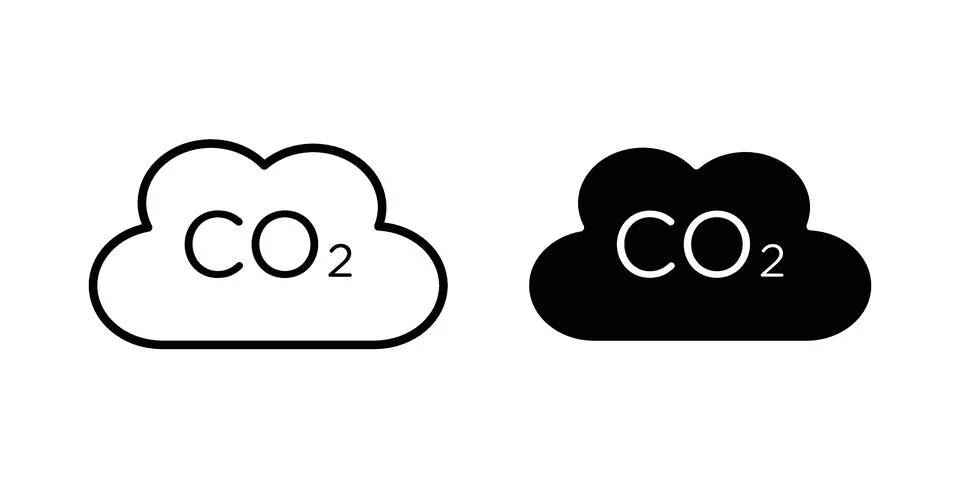 Co2 Cloud icon. Line Drawings and Silhouettes icons Stock Illustration