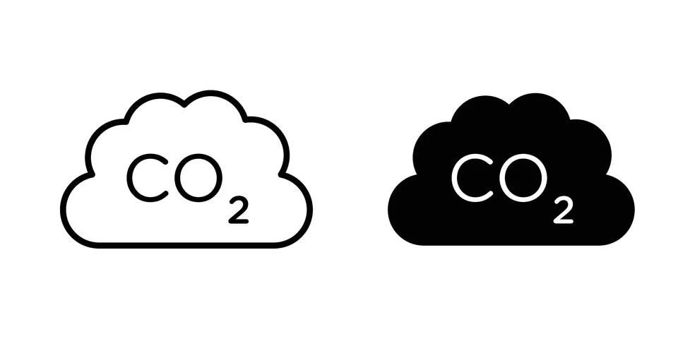 Co2 Cloud icon vector concepts, line and silhouette style Illustrazione stock