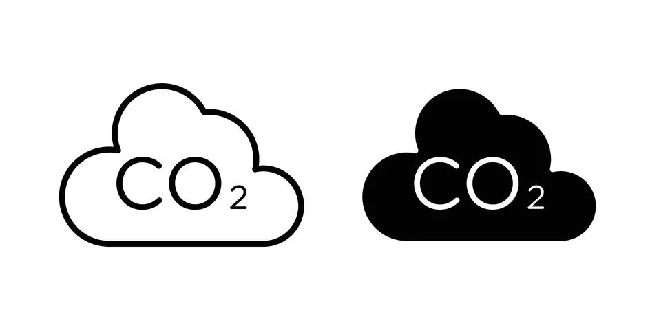 Co2 Cloud icon vectors. Illustrations in black Stock Illustration