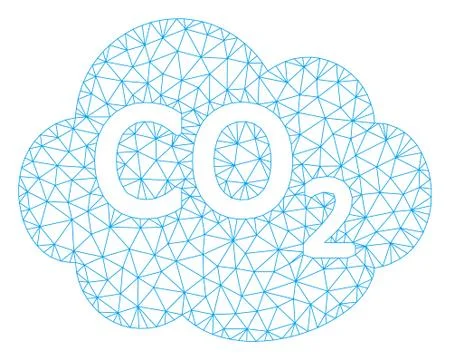 Co2 Cloud Polygonal Frame Vector Mesh Illustration Stock Illustration