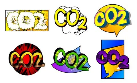 CO2. Comic book word text on abstract comics background. Retro pop art style  Stock-Illustration