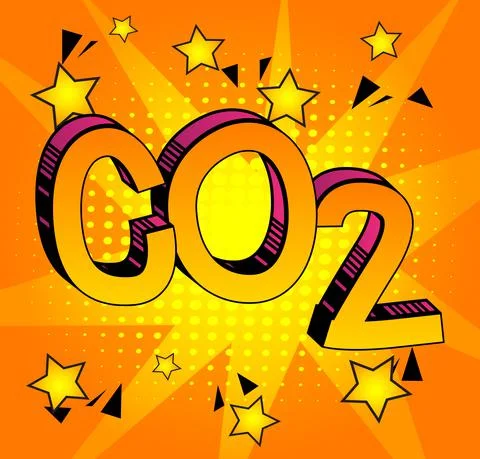 CO2. Comic book word text on abstract comics background. Retro pop art style  Stock-Illustration