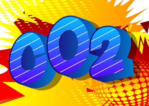 CO2. Comic book word text on abstract comics background. Retro pop art style  Stock-Illustration