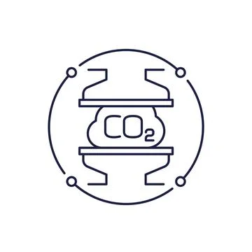 Co2 compression icon, carbon capture line vector Stock Illustration
