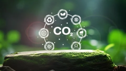 CO2 Concept in green forest background Stock Footage 259571991