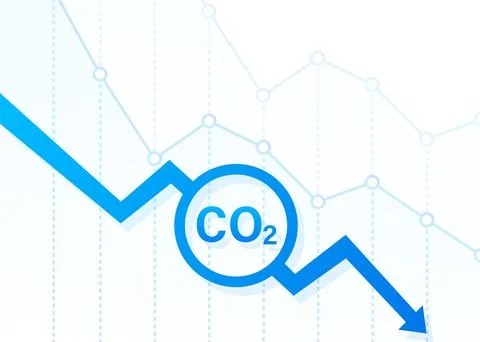 CO2 decrease logo in flat style isolated on empty background. Flat icon on white 库存插图