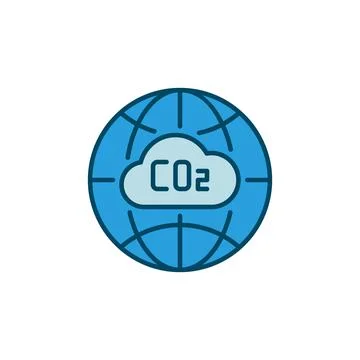 CO2 Earth Globe vector Carbon Dioxide concept colored icon Stock Illustration
