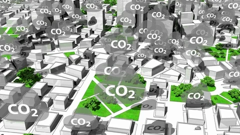 CO2 Emission.  Carbon Dioxide Emission From the City. Loop. Stock Footage 99862749