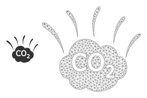 CO2 Emission Cloud Vector Mesh Network Model Illustrazione stock