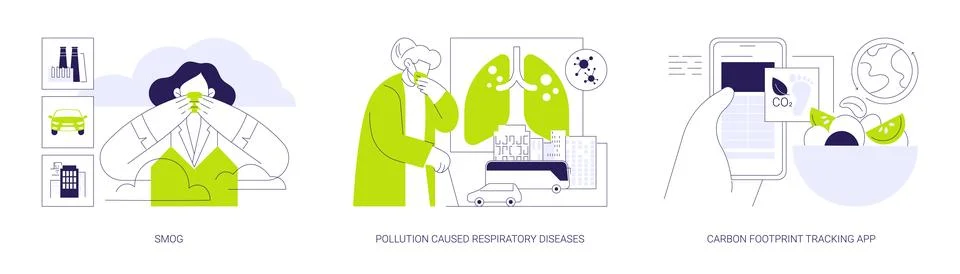CO2 emission consequences abstract concept vector illustrations. イラスト素材