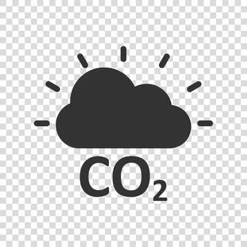 Co2 emission icon in flat style. Cloud disaster vector illustration on white  Stock Illustration
