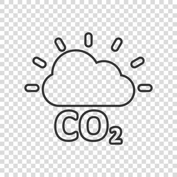 Co2 emission icon in flat style. Cloud disaster vector illustration on white  イラスト素材
