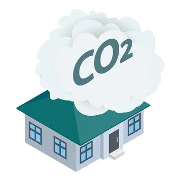 Co2 emission icon isometric vector. Co2 cloud over residential building icon Ilustración de archivo
