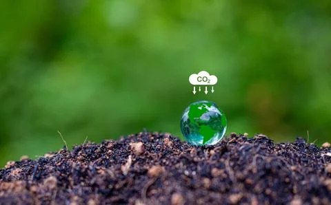 CO2 emission reduction concept, clean and friendly environment without carb.. Stock Photos