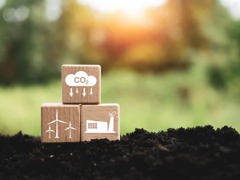 CO2 emission reduction concept, clean and friendly environment without carb.. Stock Photos