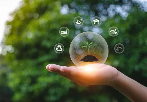 CO2 emission reduction concept, clean and friendly environment without carb.. Stock Photos