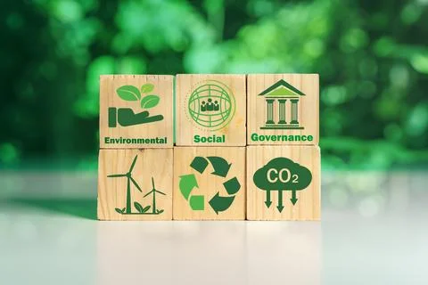 CO2 emission reduction concept.Sustainable development and business based o.. Stock Photos