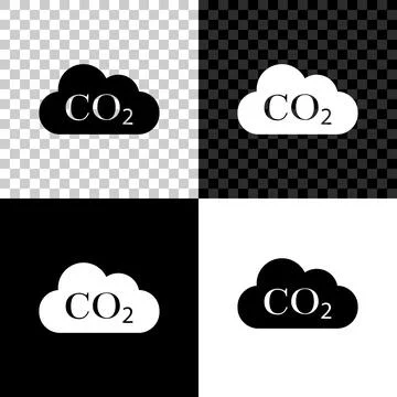CO2 emissions in cloud icon isolated on black, white and transparent background Ilustração Stock